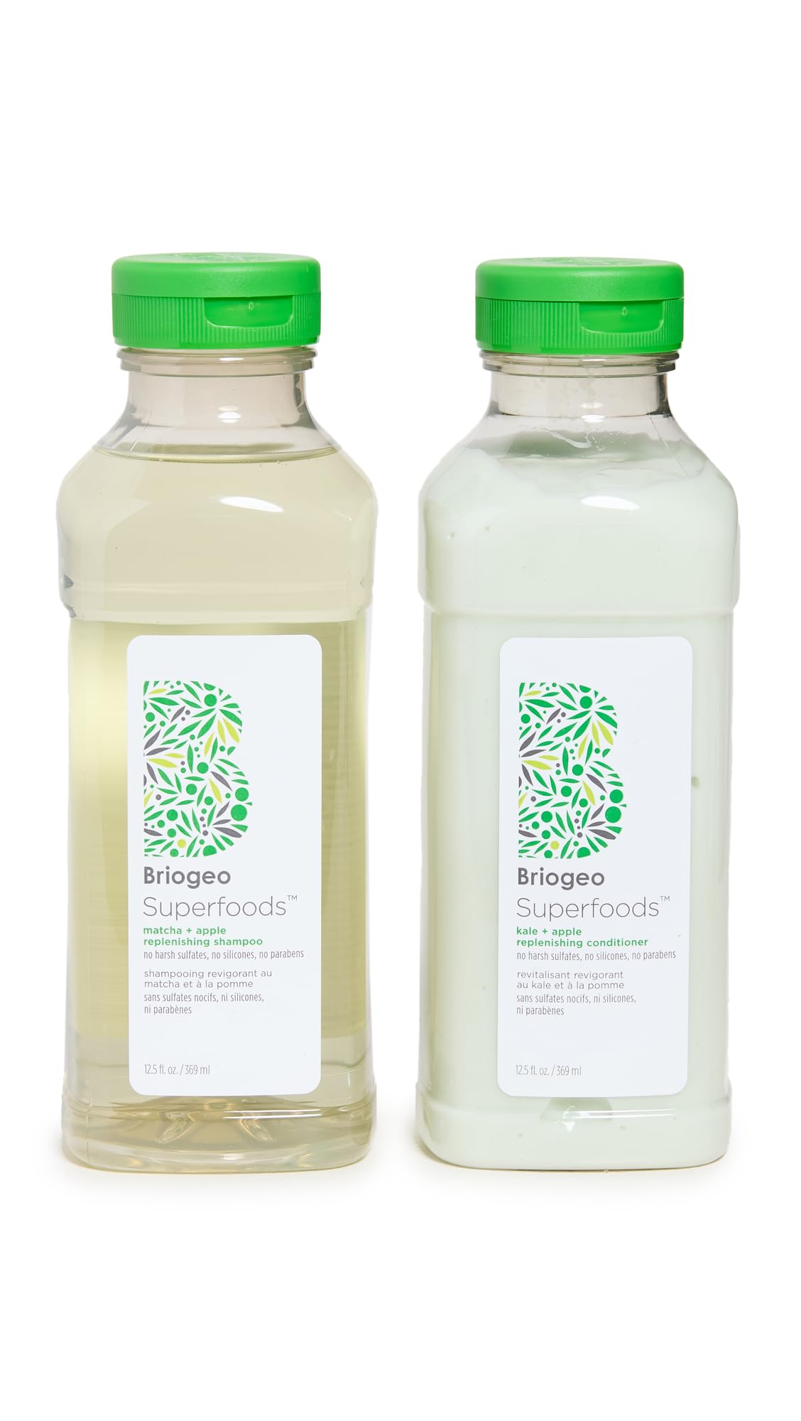 Briogeo Superfoods Apple Matcha Kale Replenishing Shampoo and Conditioner Set, Replenish Dull, Dry Hair and Supports Healthy Hair and Scalp, Vegan, Phalate & Paraben-Free