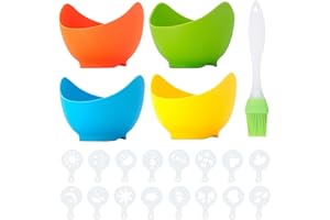 UPEOXT 4pcs Silicone Egg Poacher Cups, Nonstick Poached Egg Cooker For Microwave Stovetop, BPA Free Baking Molds with 1 Oil B