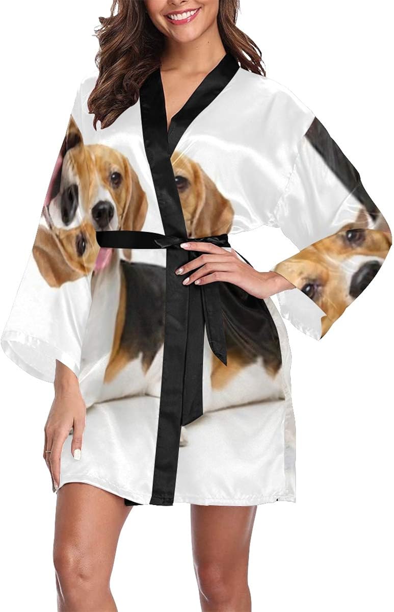 Womens Robe Beautiful Beagle Dog Isolated On White Lightweight Kimono