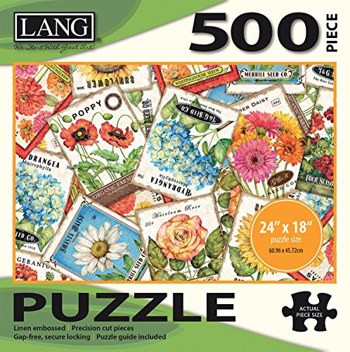 LANG - 500 Piece Puzzle -"Seed Packets", Artwork by Tim Coffey - Linen Finish - 24' x 18' Completed
