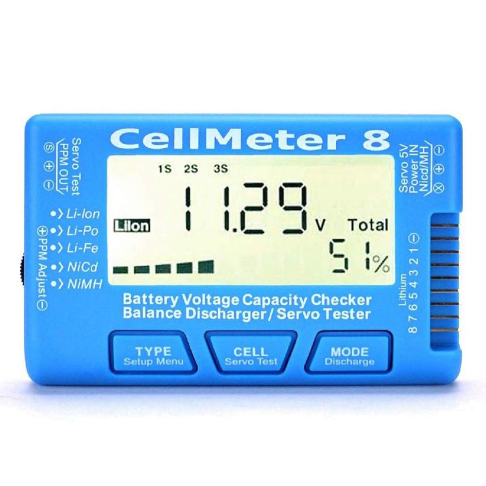 ICQUANZX RC 8 Digital Battery Capacity Checker Servo Tester LCD Backlight for LiPo Life Li-ion NiMH Nicd