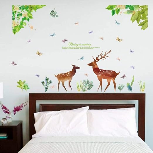 RUQIANGTIE Hoja Verde Ciervos Sofá Pasillo Sala De Estar Dormitorio Tv