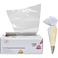 Keenpioneer Piping Bag - Disposable Cake Decorating Bag 100 Count (12 inch, Clear)