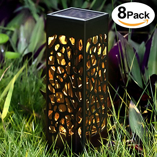 BEAU JARDIN Solar Lights Outdoor Garden Powered Path Lighting Solar Glow Led Pathway Lights Front Gate Bright Solar Landscape Lights Black Waterproof Sidewalk Lamp for Patio Walkway 8 Pack