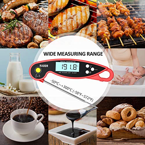 Habor 192 Meat Thermometer, 3s Instant Read Digital Cooking Thermometer, Upgraded Waterproof Kitchen Food Thermometer with Backlight & Ambidextrous Display for Candy Turkey BBQ Milk Water Temperature - Thumbnail 5
