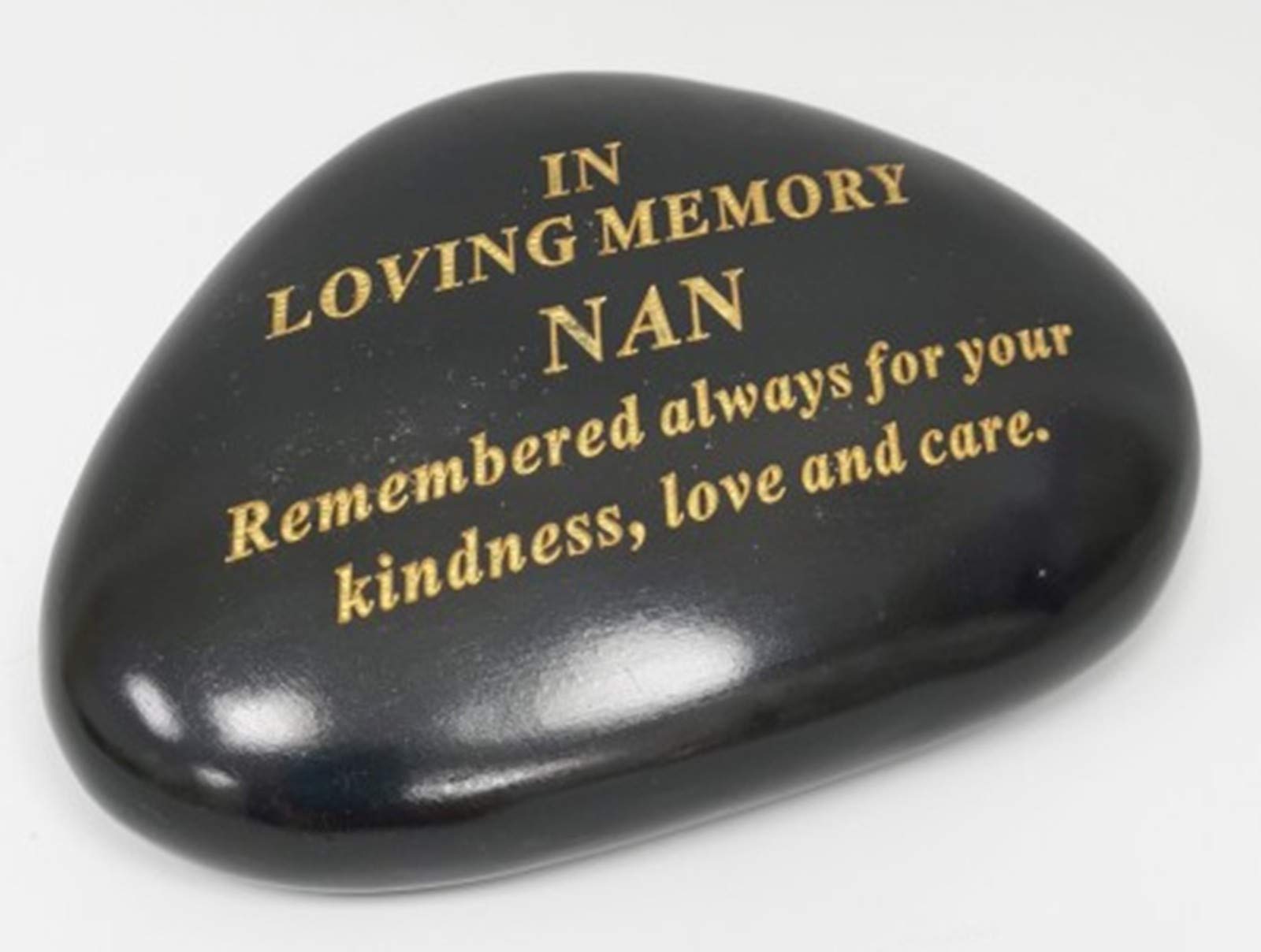 DF NAN Memorial Black & Gold Pebble Garden Ornament Stone/Rock Effect 14.5 x 10 cm