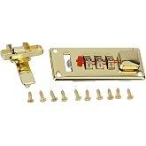 Combination Lock Box, 2.56 X1.14 In Retro Anti-Theft Latch With Screws, Briefcase With Lock, Iron Hardware For Suitcase And Luggage (Yellow Left)