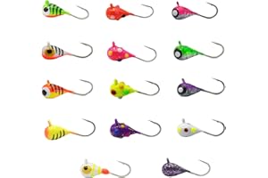 ALICHINO Tungsten Ice Fishing Jig Set Ice Fishing Lures, Max Sensitive Tungsten Tear Drop Ice Jig Head Hook for Panfish, Crappie, Walleye, Perch, Trout, Bluegill