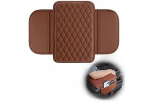 Wzenclave Thin Car Center Console Cover,Leather+Memory Foam Car Armrest Cover with 2 Storage Bags,Universal Car Storage Organ