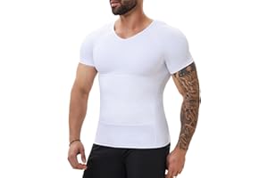 MISS MOLY Compression Shirts For Men Tummy Control Gynomastica Slimming Undershirt V Neck Short Sleeve Shapewear