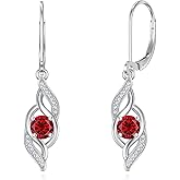 HPQQ Birthstone Earrings for Women 925 Sterling Silver Love Infinity Jewelry Anniversary Birthday Gifts for Her Wife Mom