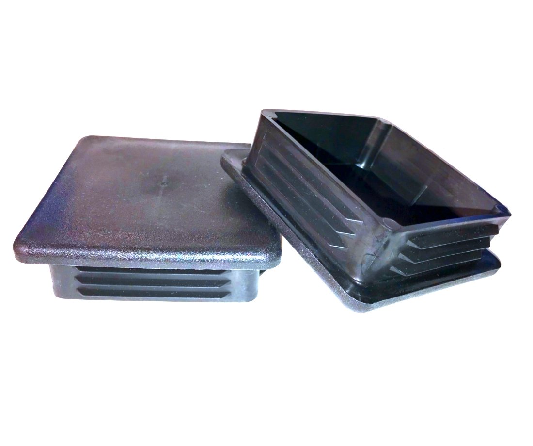 Photo 1 of (Pack of 2) 4" Square Tubing Plugs (7-11 Ga- for ID 3.64" to 3.76") Flexible LDPE Ridges - Heavy Duty Impact Resistant Top Cap | 4 x 4 Inches - Fencing lamp Post Finishing Inserts - Furniture Decor
