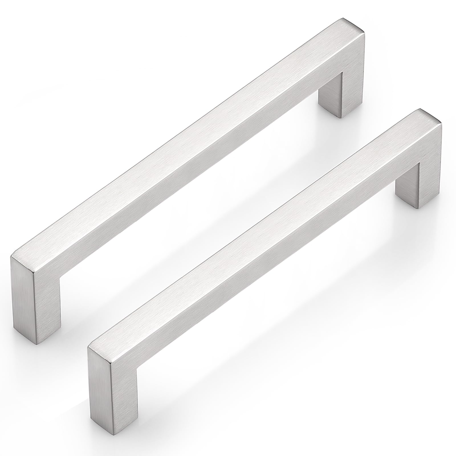Photo 1 of Probrico Stainless Steel Cabinet Handles 6-3/10 Inch(160mm) Hole Centers Drawer Pulls Kitchen Cabinet Handles, Modern Brushed Nickel Square Drawer Handles Cabinet Hardware 5 Pack