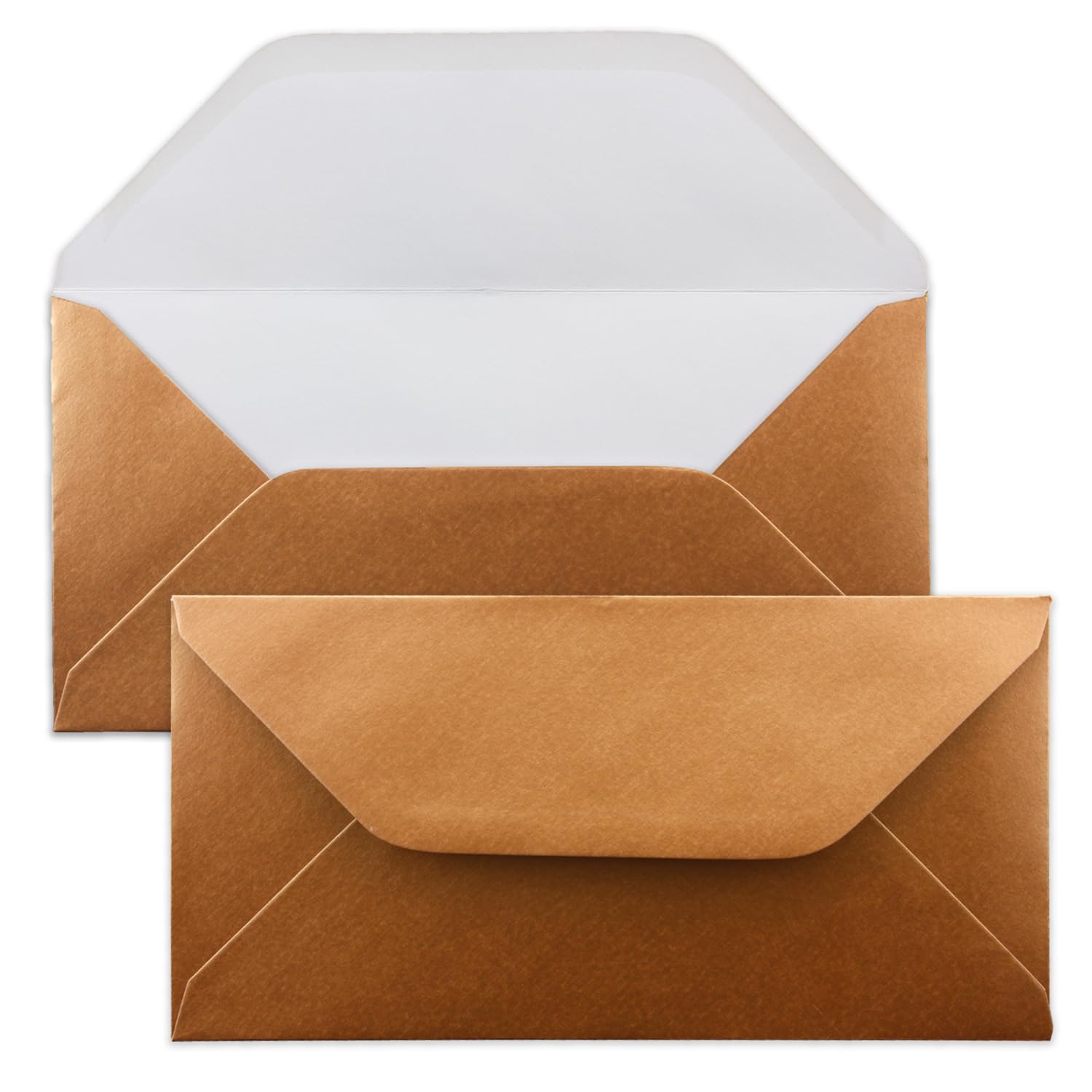 Gummed Envelopes | DL Format 110 x 220 mm | Completely Coloured Paper | Postal Envelopes Without Window | Ideal for Christmas, Greetings & Invitations | FarbenFroh Series 50 Umschläge Metallic Kupfer