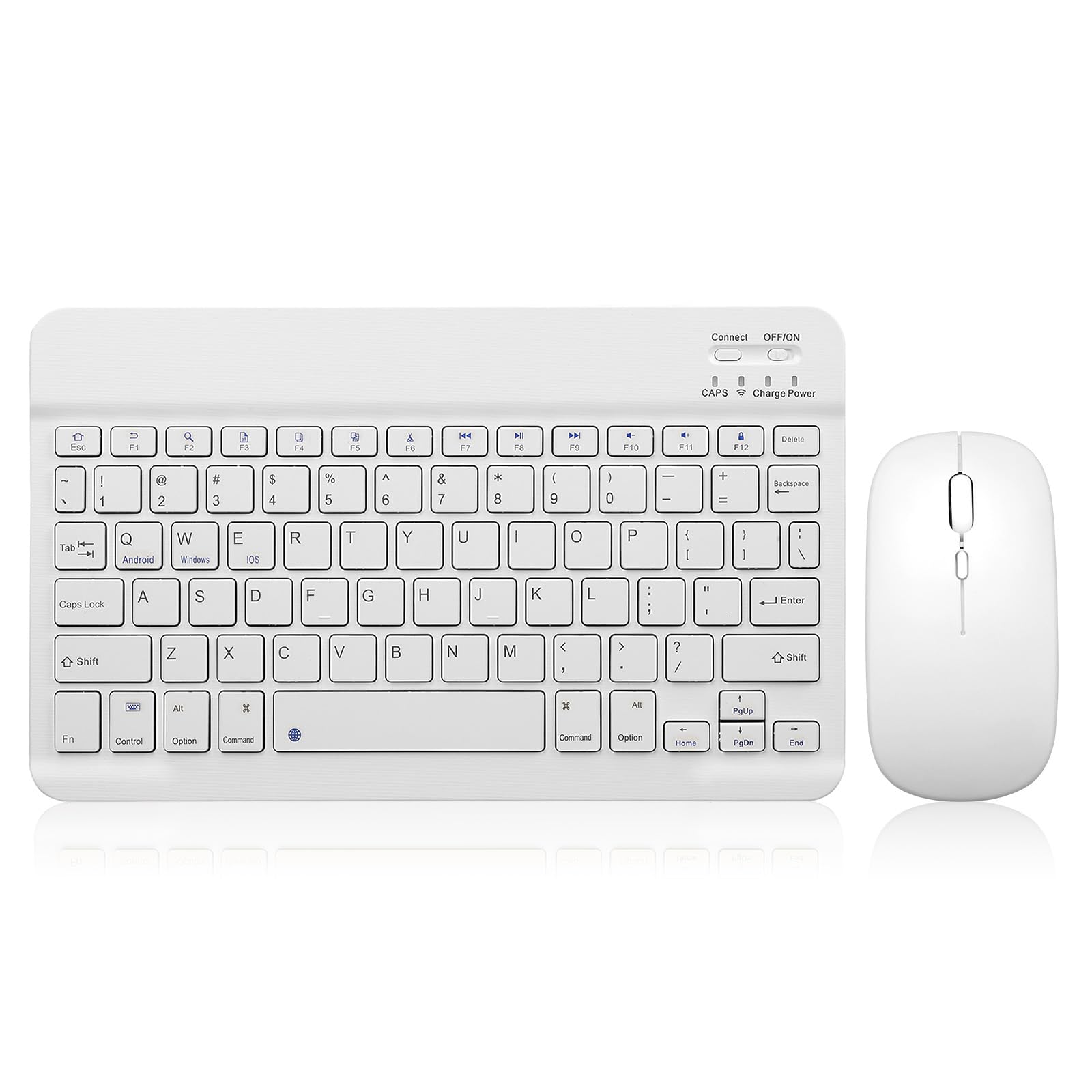 Photo 1 of Bluetooth Keyboard and Mouse Combo Rechargeable Portable Wireless Keyboard Mouse Set for Apple iPad iPhone iOS 13 and Above Samsung Tablet Phone Smartphone Android Windows (10 inch White)