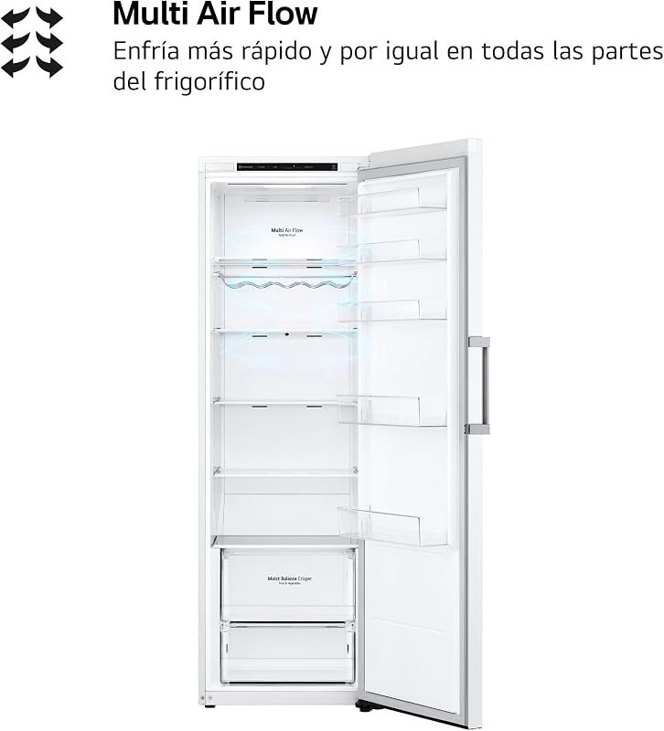 GLT51SWGSZ - Frigorífico de 1 Puerta, Linear Cooling, Sistema No Frost, Tecnología Magic Crisper, Multi Air Flow, Smart Diagnosis, Antihuellas, Clasificación E, Color Blanco