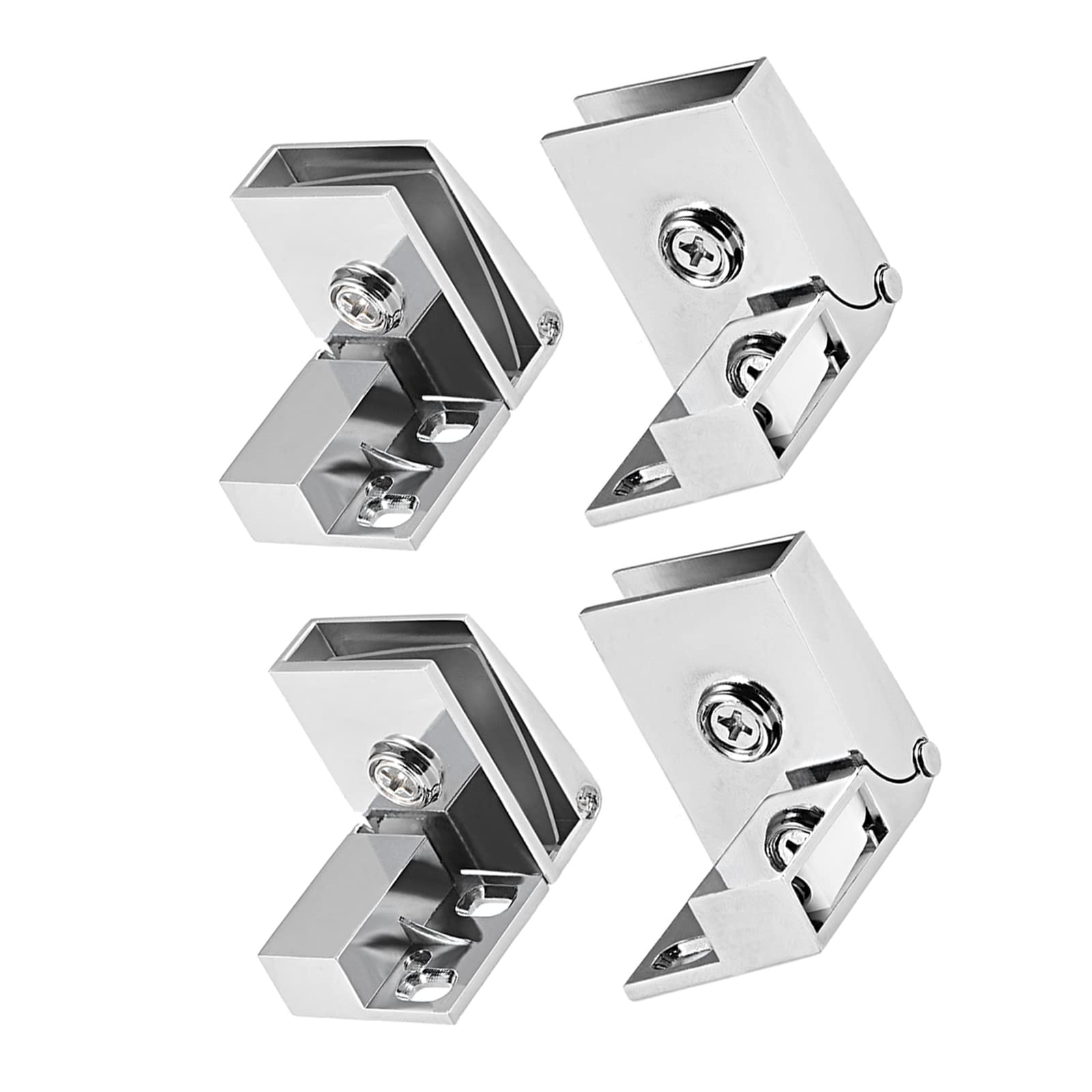 METALLIXITY Glass Door Hinge, (3mm-5mm Glass Thickness) 2Pair, Zinc Alloy Glass Hinge Clamps - for Wine Cabinet Display Cabinet Bathroom Gate