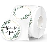 FYSUIMU 2IN Eucalyptus Direct Thermal Label Watercolor Greenery Leaves Label Stickers Round Self-Adhesive Printer Decal for Wedding Birthday Baby Shower DIY Name Tag Custom Logo Candle Design, 500Pcs