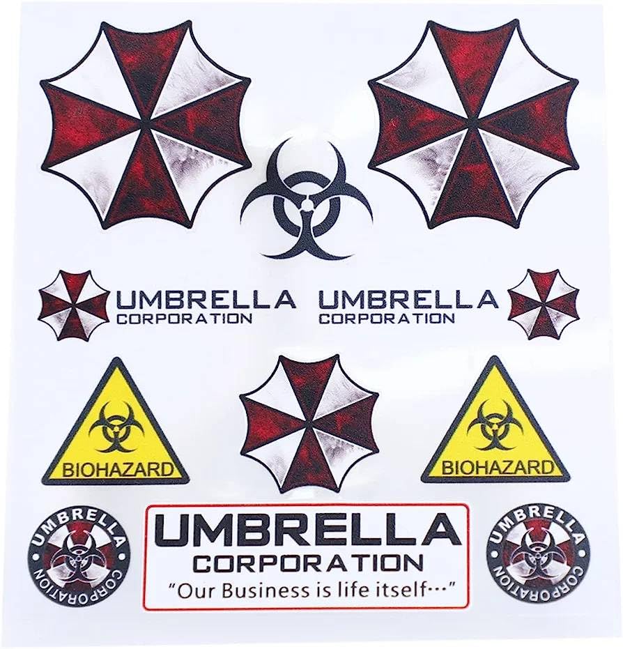 Photo 1 of 11 pcs Set Umbrella Corporation Sticker, 11 inches Sheet, for Hard Hat, Laptop, Phone, Helmet, Car Window, Bumper