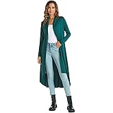 AvaCostume Womens Casual Lightweight Drae Long Sleeves Cardigan Front Open Maxi Dusters