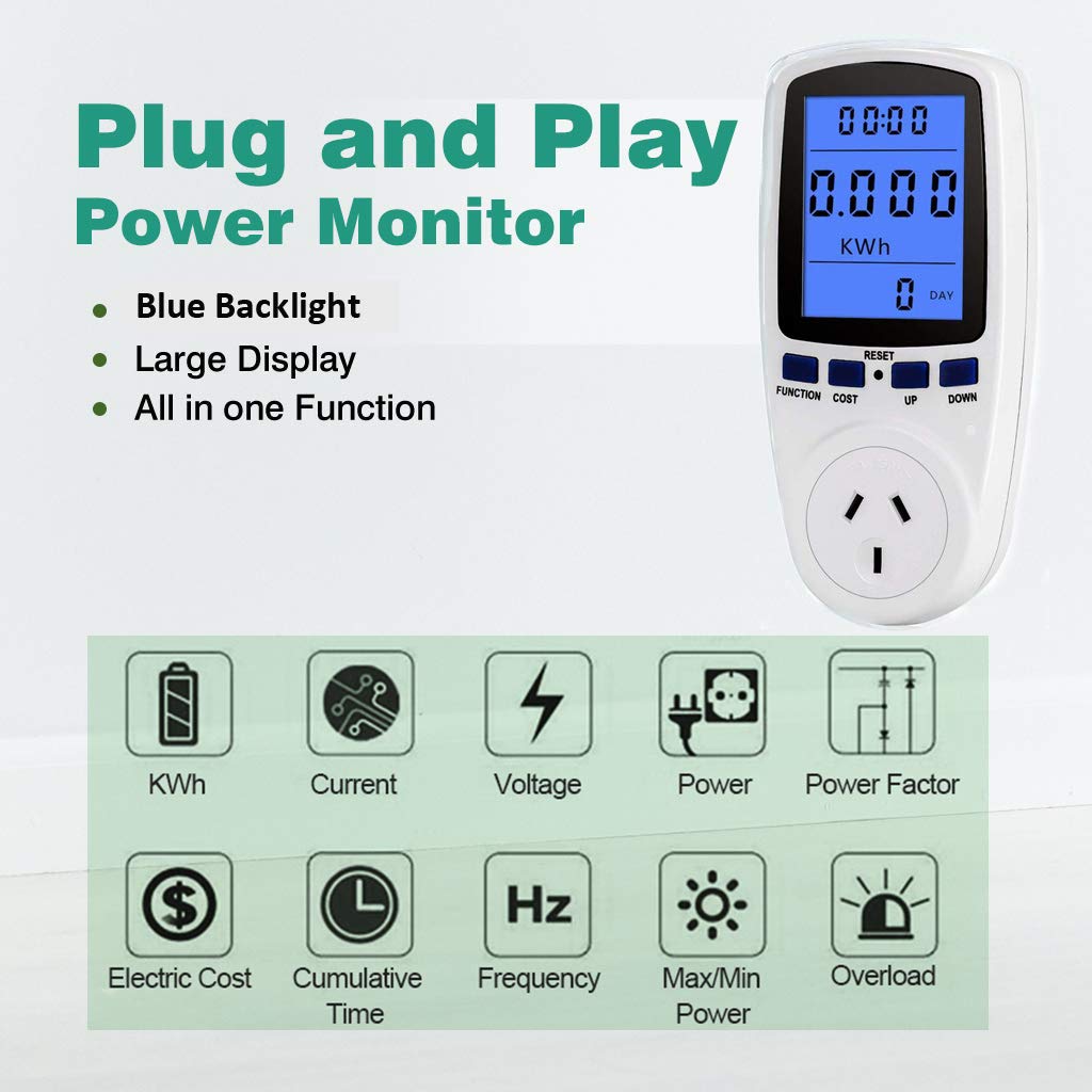 Power Meter Plug, STGGO Electricity Usage Monitor Watt Volt Amps KWH
