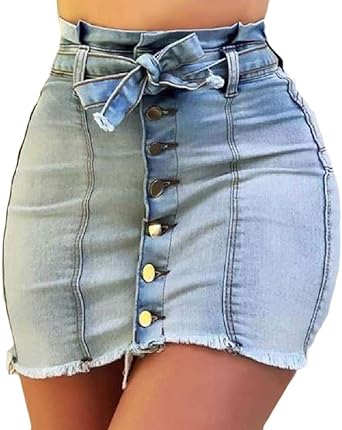 stretch mini denim skirt