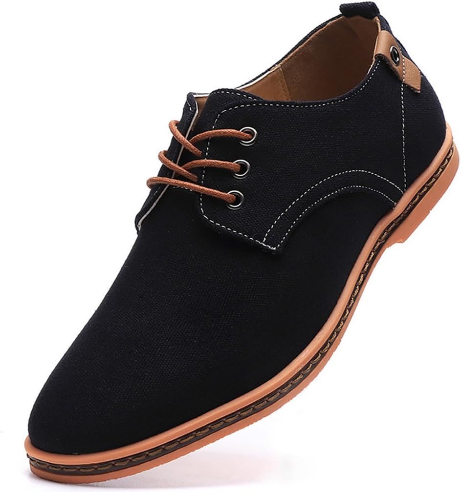 DADAWENMen's Casual Canvas Oxfords Walking Shoes Sneakers Lace Up Dress Shoes