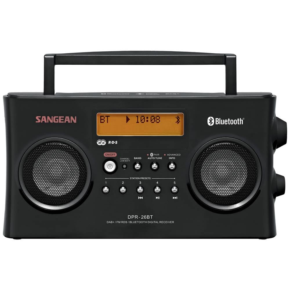 Sangean-DPR-26BT DAB plus Radio | Tragbares Radio mit Bluetooth und FM | weiß schwarz