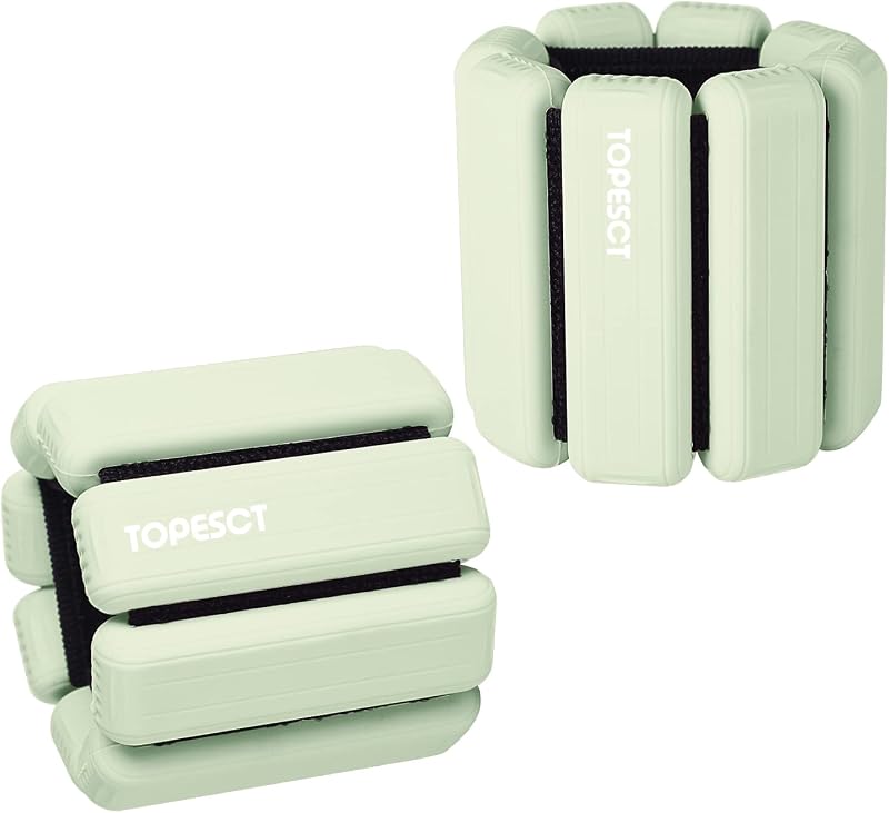 TOPESCT Adjustable Wrist Weights Set of 2 1 lb Each Olive Green Fitness Weights