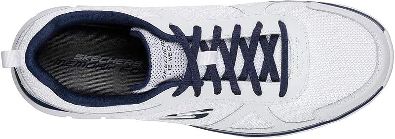 Track Scloric, ténis masculinos, Acabamento Azul-marinho em malha de couro branco Pu, 43 EU