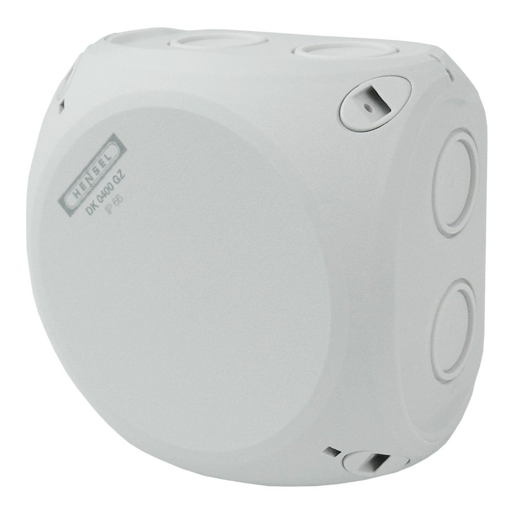Cable Junction Box DK 0400 GZ without Clamp IP66 Junction Box, Wet Room, Empty Housing, Hensel 5358, Grey
