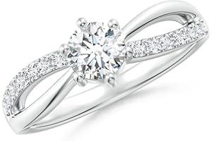 Angara Split Shank Natural Diamond Promise Ring for Women in 925 Sterling Silver / 14K Solid Gold | Birthday, Engagement, Anniversary, Wedding Jewelry Gift for Women