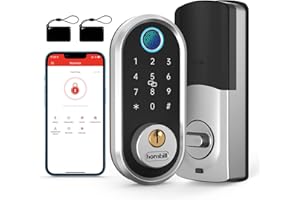 Fingerprint Door Lock - Hornbill Smart Lock Keyless Entry Door Lock for Front Door - Electronic Digital Keypads Deadbolt Lock - Auto Lock App Code Alexa Fobs for Airbnb Home Office - Silver
