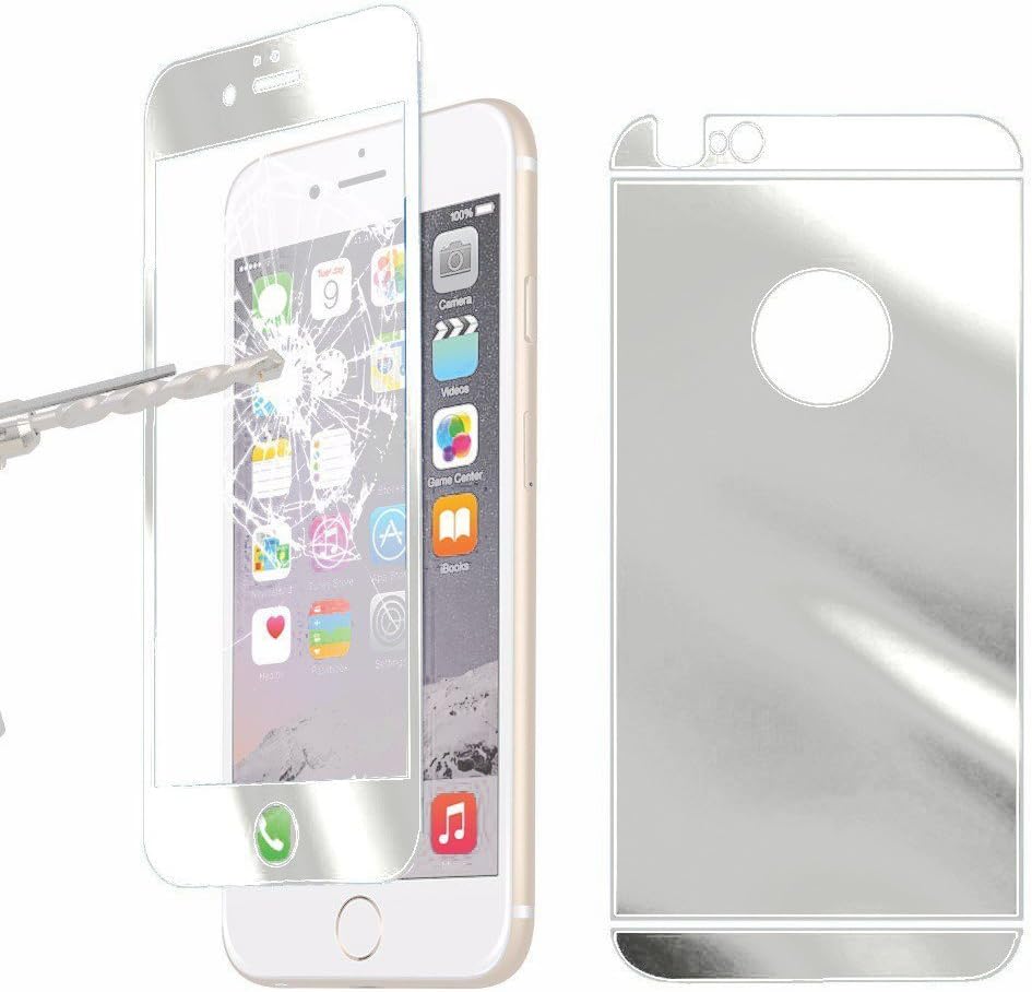 Luphac tempered glass screen protector mirror look iPhone 7 plus silver front + back