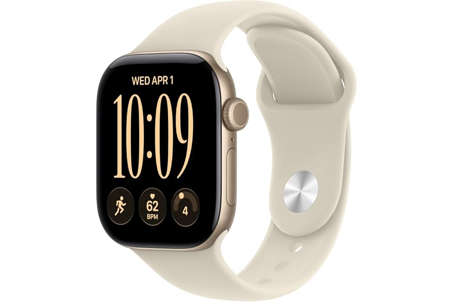 Apple Watch Series 12 GPS 42mm Smartwatch | Light Gold Aluminum Case, Sand Sport Band - S/M. Health + Fitness + Sleep Tracking, Heart Rate, Safety