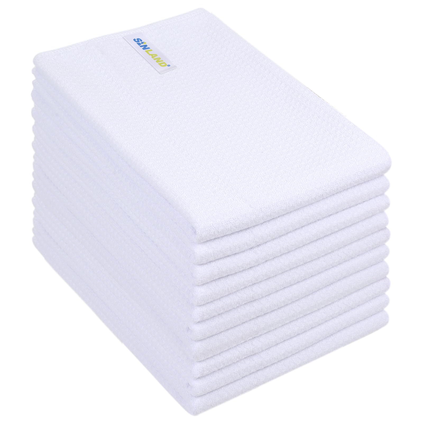 SINLAND Microfiber Kitchen Towel Premium Sublimation Blank Towels Fast Drying Tea Towel Polyester Dish Towels for Drying Dishes 20 Inch X 28 Inch 10 Pack White Image