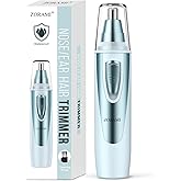 Ear and Nose Hair Trimmer Clipper - 2025 Professional Painless Eyebrow & Facial Hair Trimmer for Men Women, Battery-Operated Trimmer with IPX7 Waterproof, Dual Edge Blades for Easy Cleansing Blue