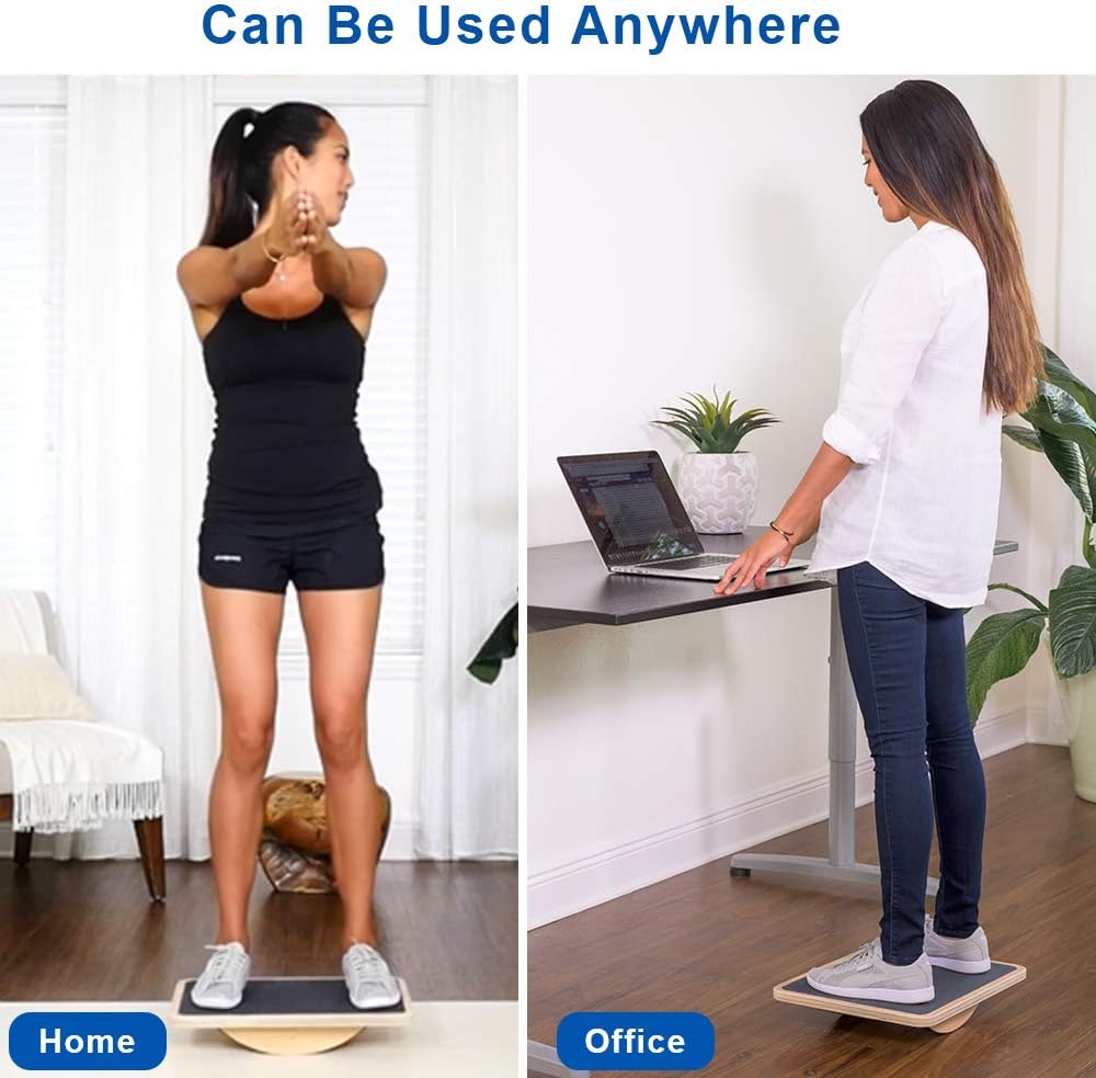 StrongTek Professional Wooden Balance Board, Rocker Board, 17.5 Inch Wood Standing Desk Accessory, Balancing Board for Under Desk, Anti Slip Roller, Core Strength, Stability, Office Wobble Boards … : Sports & Outdoors