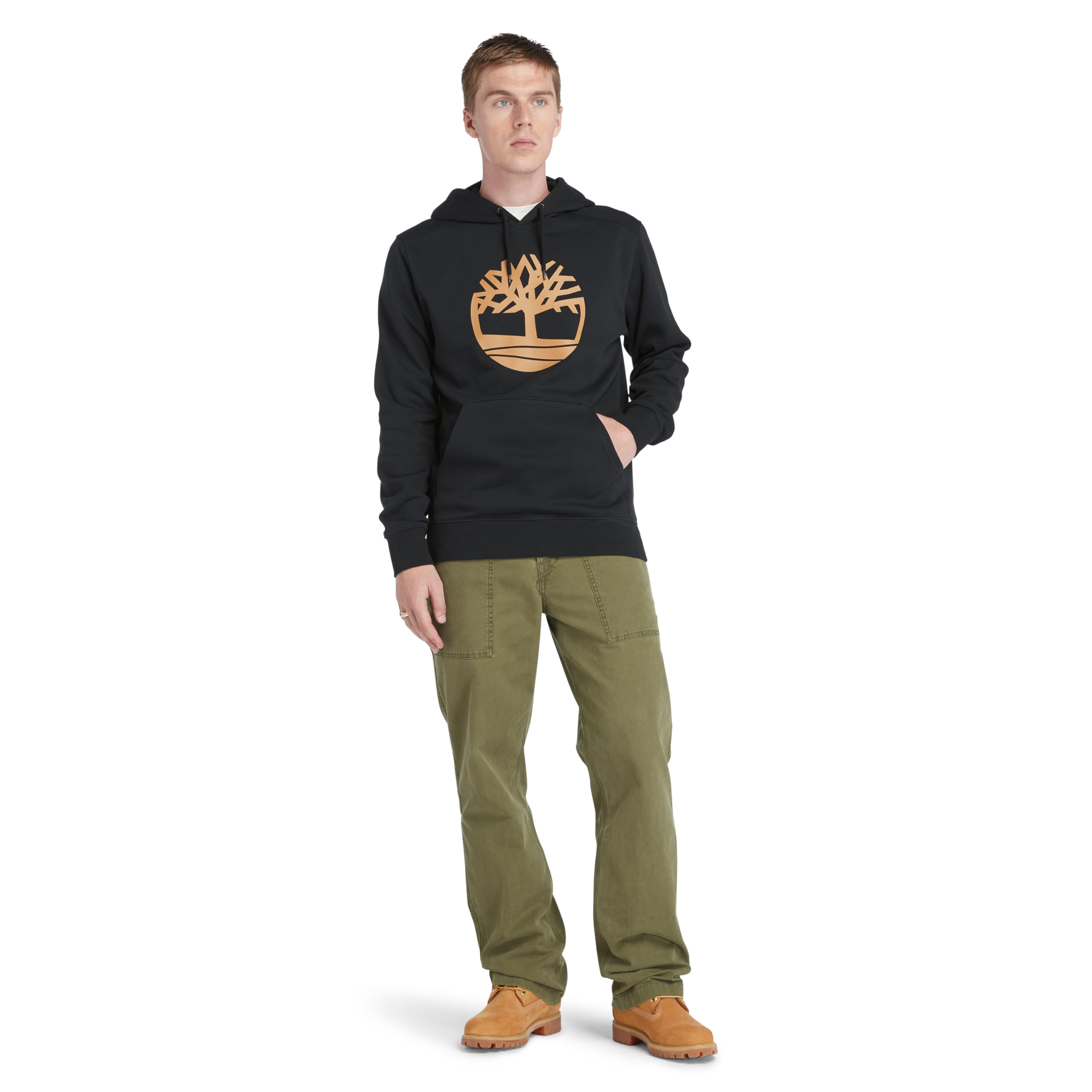 Timberland Men’s Kennebec River Tree Logo, Black/Wheat Boot