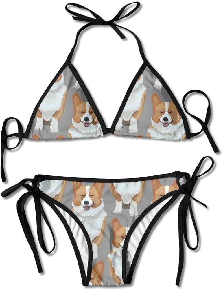 Bikini Swimsuit for Women Two Pieces Dog Animal High
