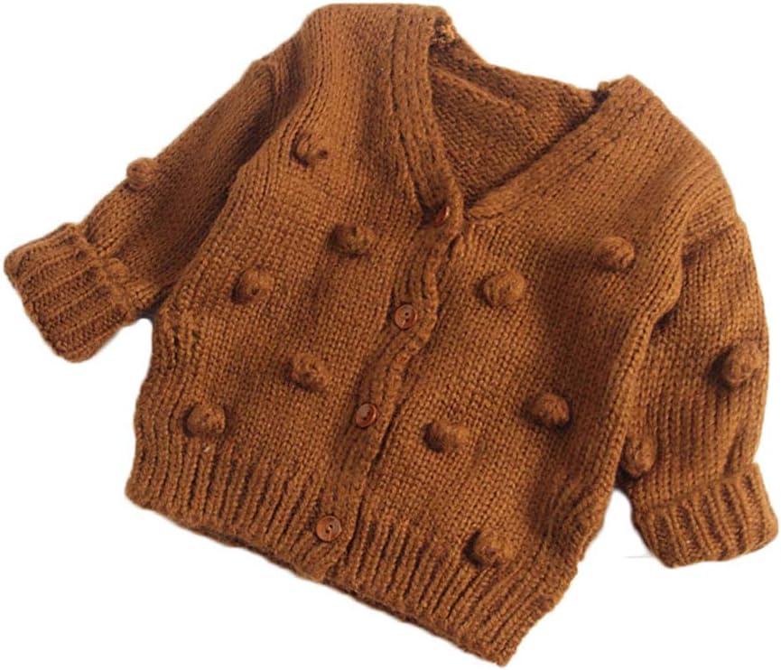 Toddler Infant Baby Girls Cardigan Sweater Solid Color Pompoms Knitted Coat Tops Autumn Winter Outfit Clothes