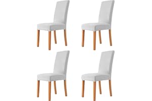 MILARAN Velvet Chair Covers for Dining Room, Soft Stretch Seat Slipcover, Washable Removable Parsons Chair Protector, Set of 4, Light Gray
