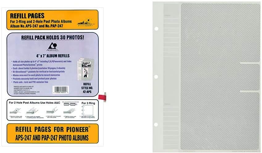 Pioneer 4x7 APS 247 Album Refill & 30 Pocket Refill for APS-247 Series Photo Albums, 5 by 7-Inch