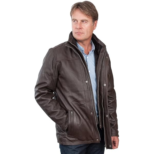 Infinity Men's Mid Length Classic Warm Black Leather Jacket XS