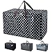 iwill CREATE PRO Large Water Resistant Storage Bag with 3-Side Zip Open, Soft Bag for Winter Comforter, Blankets, Bedding Set, Duvets etc. for Wardrobe, Black Dot