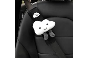 BNTR Car Seat Belt Cover Stocking Stuffers Cute Fluffy Pig Frog Sheep Dinosaur Safety Seatbelt Shoulder Pad Auto Accessory Neck Cushion Protector Seatbelt Shoulder Protector Nice Gift (White Cloud)