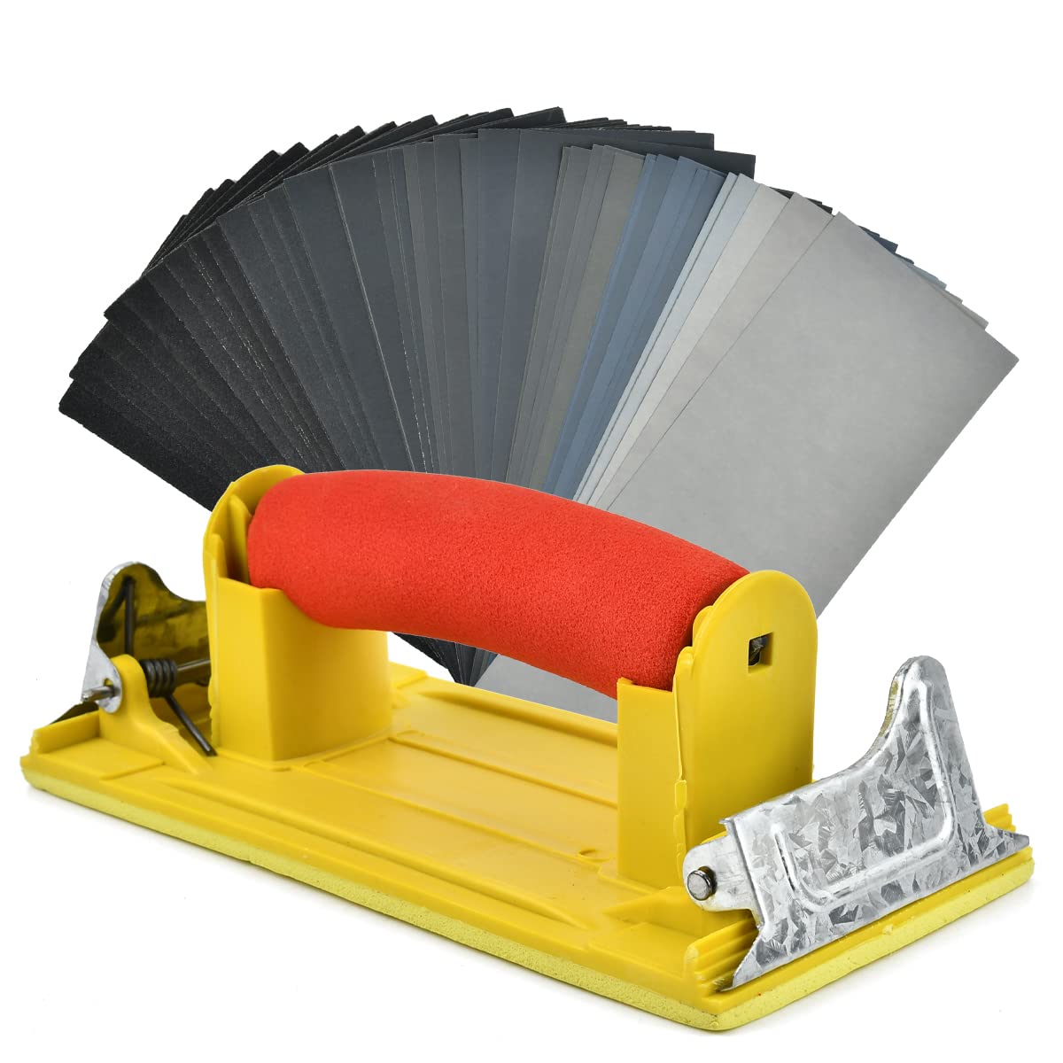 TMBMLPP 48PCS Wet and Dry Sandpaper with Hand Sanding Block, Emery Paper 120 to 7000 Grit, Wet Sandpaper, Abrasive Paper, Hand Sander for Walls,Furniture Finishing, Metal Sanding, Automotive Polishing