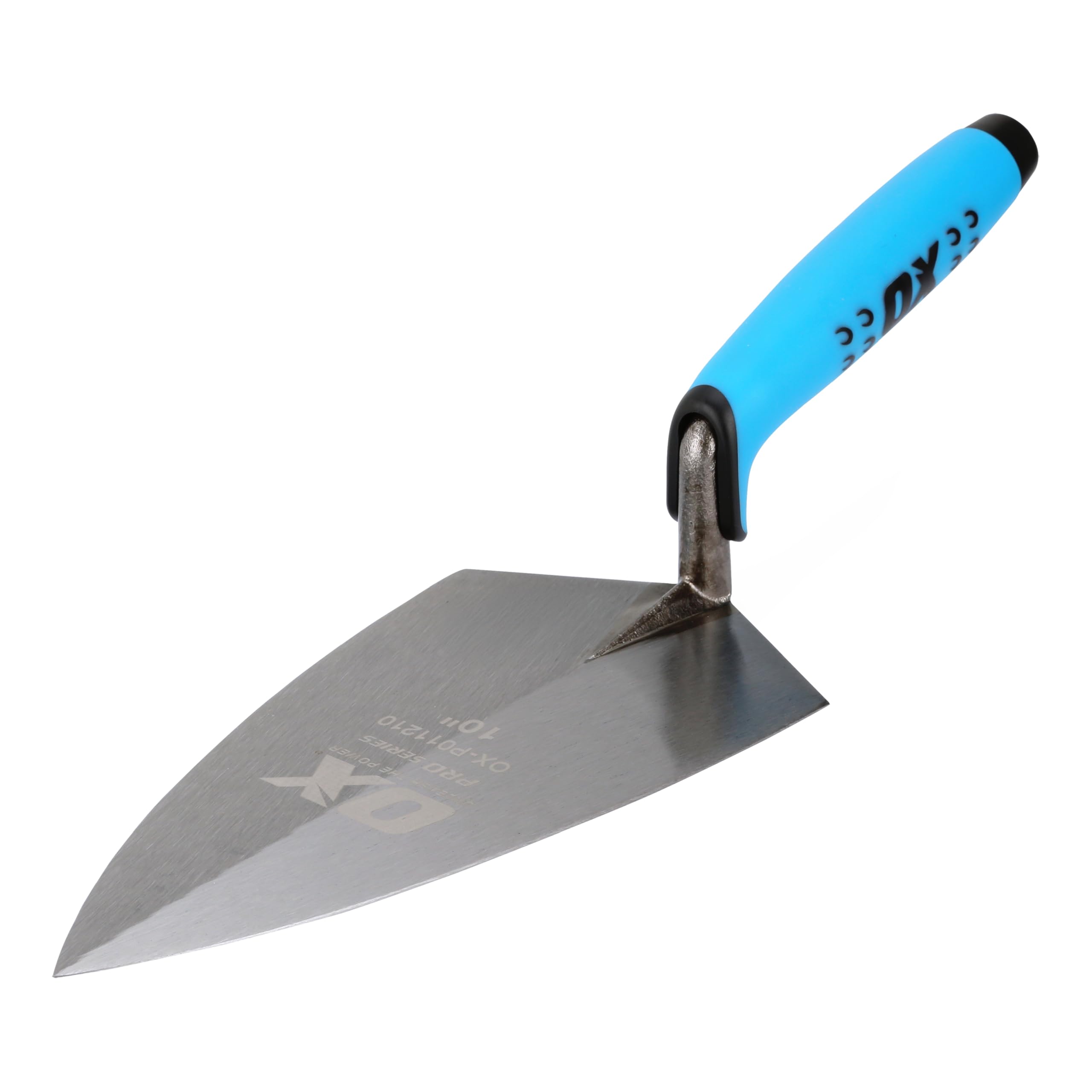 OX PRO OX-P011210 Series - Steel Brick Trowel with Dura Grip Handle - Philadelphia Pattern - Solid forged steel blade - Multi-Colour, 250 mm