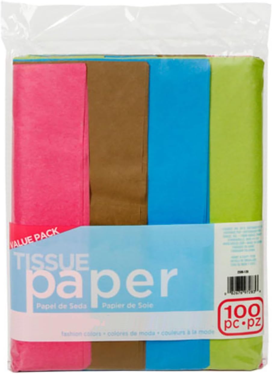 ArtVerse Tissue Paper, 20" x 26", Fashion Colors, 100 Piece (Pack of 12)