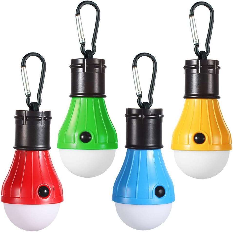 Doukey Doukey LED Camping Light [4 Pack] Portable LED Tent Lantern with Carabiner for Backpacking Camping Hiking Fishing Emergency Light Battery Powered Lamp for Outdoor and Indoor